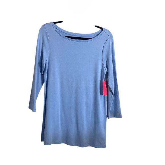 Isaac Mizrahi Womens Top Small Blue 3/4 Sleeve Tunic - Picture 1 of 3